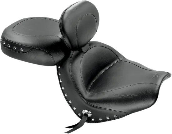 Mustang Black Studded Wide Touring 2pc Seat w Backrest