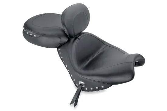 Mustang Black Studded Wide Touring 2pc Seat w Backrest