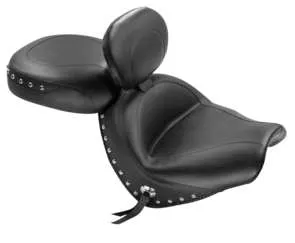 Mustang Black Studded Wide Touring 2pc Seat w Backrest