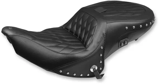 Mustang Diamond Touring 1pc Heated Seat Studded w Backrest