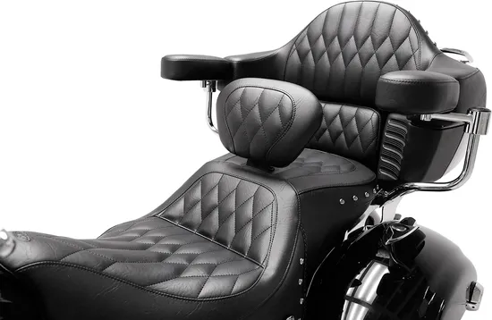 Mustang Diamond Touring 1pc Heated Seat Studded w Backrest