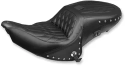 Mustang Diamond Touring 1pc Heated Seat Studded w Backrest