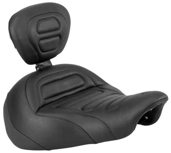 Mustang Black Stitch Touring Solo Seat w Backrest 1
