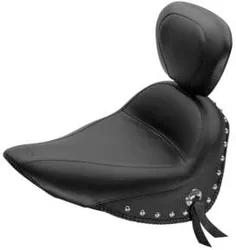 Mustang Black Studded Touring Solo Seat w Backrest Concho
