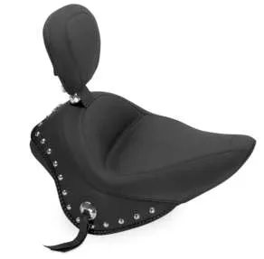 Mustang Black Studded Wide Touring Solo Driver Seat w Backrest