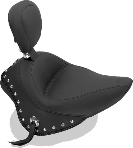 Mustang Black Studded Wide Touring Solo Driver Seat w Backrest