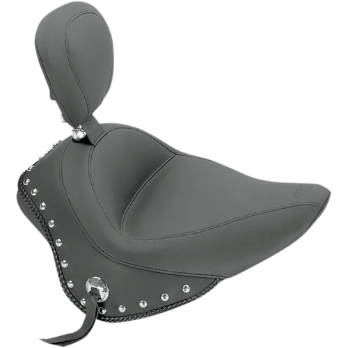 Mustang Black Studded Wide Touring Solo Driver Seat w Backrest