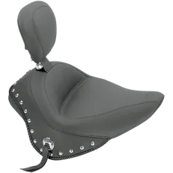 Mustang Black Studded Wide Touring Solo Driver Seat w Backrest