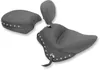 Mustang Black Studded Wide Touring Solo Driver Seat w Backrest