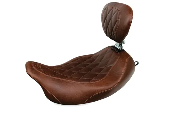 Mustang Brown Diamond Stitch Wide Tripper Solo Seat w Backrest 2