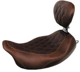 Mustang Brown Diamond Stitch Wide Tripper Solo Seat w Backrest