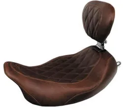 Mustang Brown Diamond Stitch Wide Tripper Solo Seat w Backrest