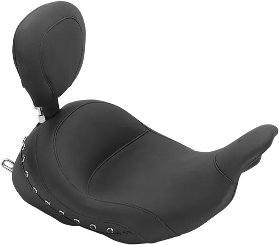 Mustang Black Pearl Studded Lowdown Touring Solo Seat w Backrest