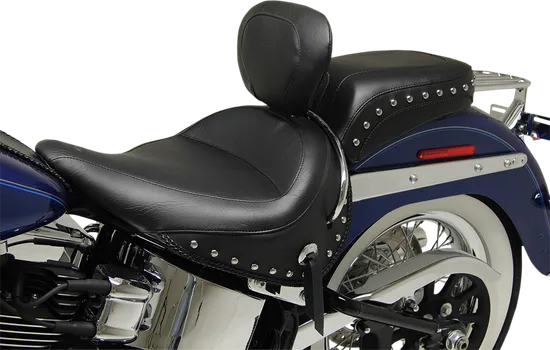 Mustang Black Studded Wide Touring Solo Driver Seat w Backrest