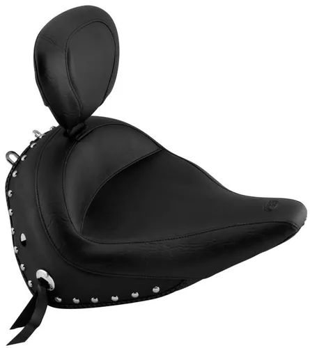 Mustang Black Studded Wide Touring Solo Driver Seat w Backrest