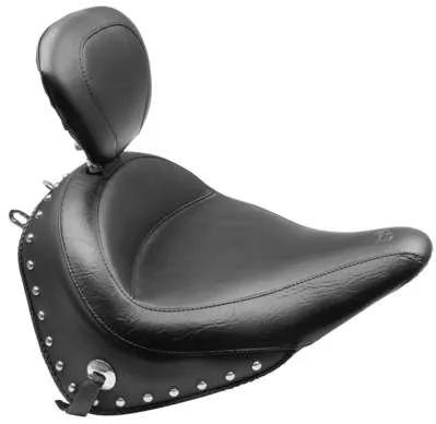 Mustang Black Studded Wide Touring Solo Driver Seat w Backrest