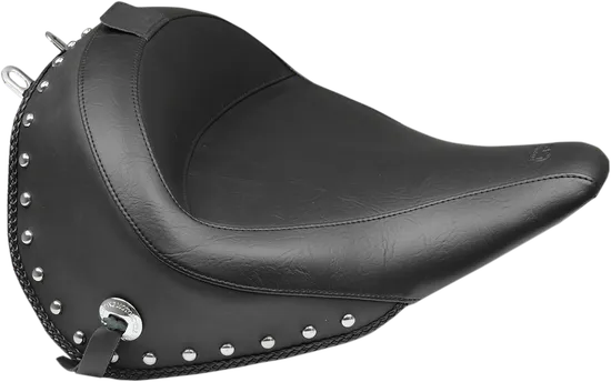 Mustang Black Studded Wide Touring Solo Driver Seat w Backrest