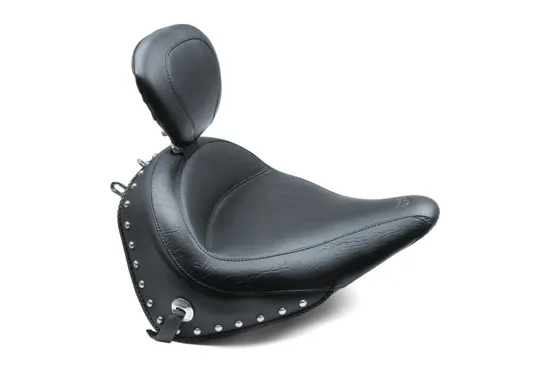 Mustang Black Studded Wide Touring Solo Driver Seat w Backrest