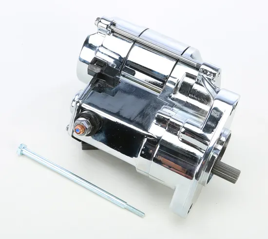 AB 1.7KW Chrome Electric Starter Motor 10-32 Shaft for Harley Big Twin