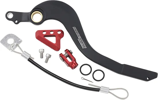 Moose Red Foot Brake Pedal Arm w Snake Lanyard Tether Cable