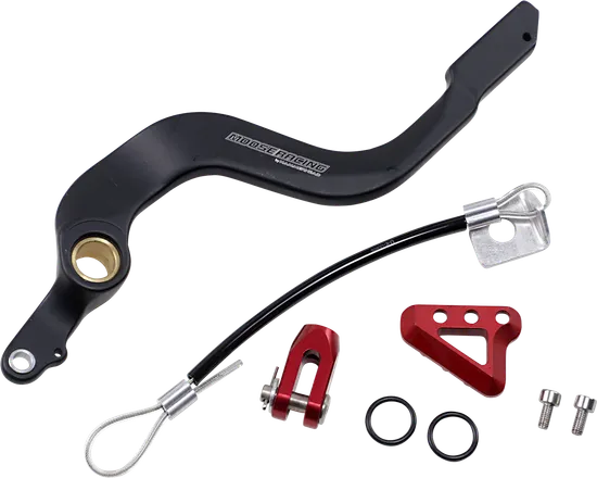 Moose Red Foot Brake Pedal Arm w Snake Lanyard Tether Cable