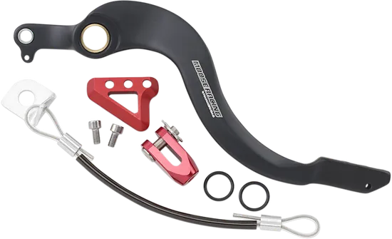 Moose Red Foot Brake Pedal Arm w Snake Lanyard Tether Cable