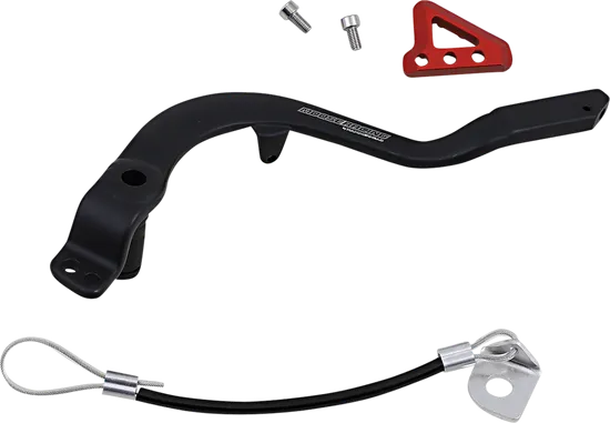 Moose Red Foot Brake Pedal Arm w Snake Lanyard Tether Cable