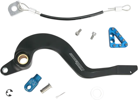 Moose Blue Foot Brake Pedal Arm w Snake Lanyard Tether Cable