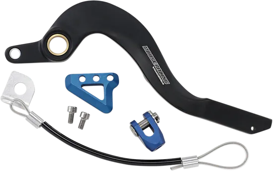 Moose Blue Foot Brake Pedal Arm w Snake Lanyard Tether Cable