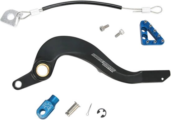 Moose Blue Foot Brake Pedal Arm w Snake Lanyard Tether Cable