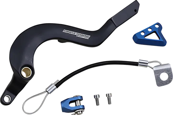 Moose Blue Foot Brake Pedal Arm w Snake Lanyard Tether Cable