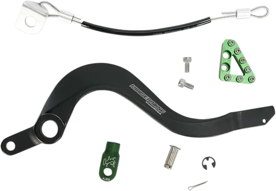 Moose Green Brake Pedal Arm w Snake Lanyard Tether Cable