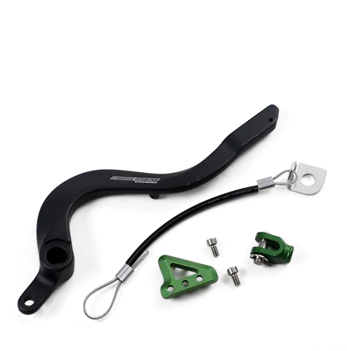 Moose Green Brake Pedal Arm w Snake Lanyard Tether Cable