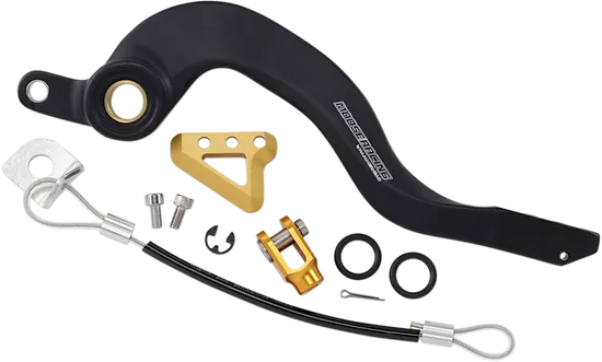 Moose Gold Brake Pedal Arm w Snake Lanyard Tether Cable