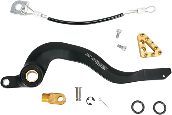 Moose Gold Brake Pedal Arm w Snake Lanyard Tether Cable