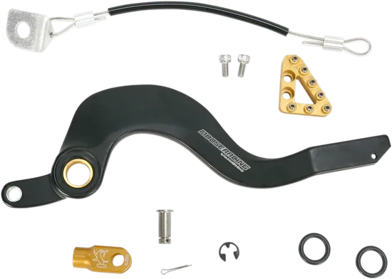 Moose Gold Brake Pedal Arm w Snake Lanyard Tether Cable