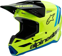 Alpinestars Women Youth Unisex SM3 Youth Radium Helmet MX S Black Blue Yellow Fluorescent