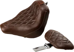 Mustang Brown Diamond Wide Tripper Solo Driver Seat w Backrest