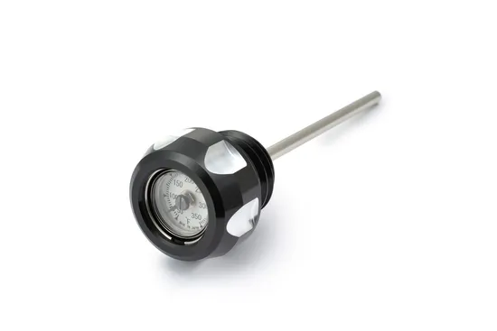Harddrive White Face Oil Temp Gauge Dip Stick Black Machined