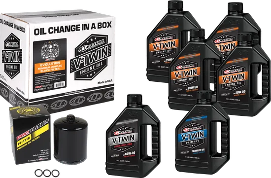 Maxima Evolution Engine Mineral Motor Oil Change Kit with Black Filter 20W50