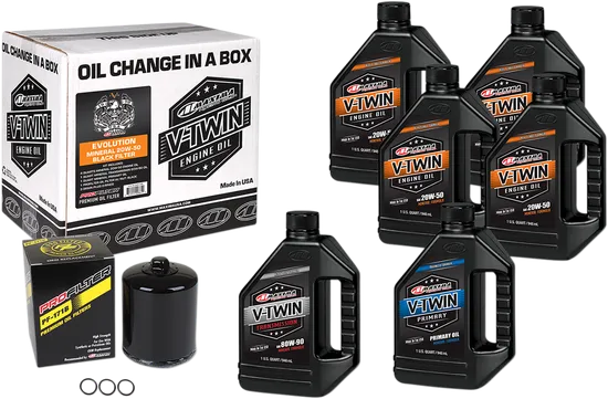 Maxima Evolution Engine Mineral Motor Oil Change Kit with Black Filter 20W50