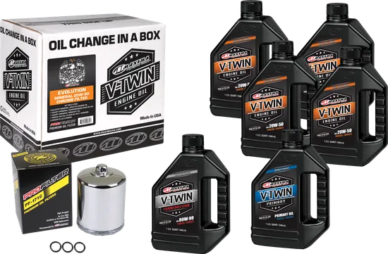 Maxima Evolution Engine Mineral Motor Oil Change Kit with Chrome Filter 20W50
