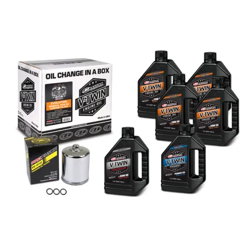 Maxima Evolution Engine Mineral Motor Oil Change Kit with Chrome Filter 20W50