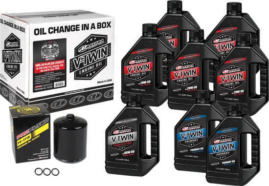 Maxima Milwaukee 8 M8 20W50 Synthetic Oil Change Kit w Black Filter