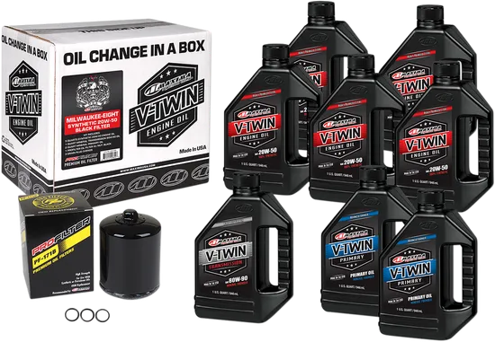 Maxima Milwaukee 8 M8 20W50 Synthetic Oil Change Kit w Black Filter