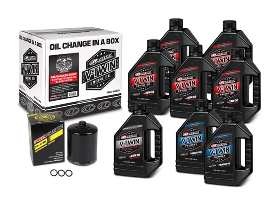 Maxima Milwaukee 8 M8 20W50 Synthetic Oil Change Kit w Black Filter
