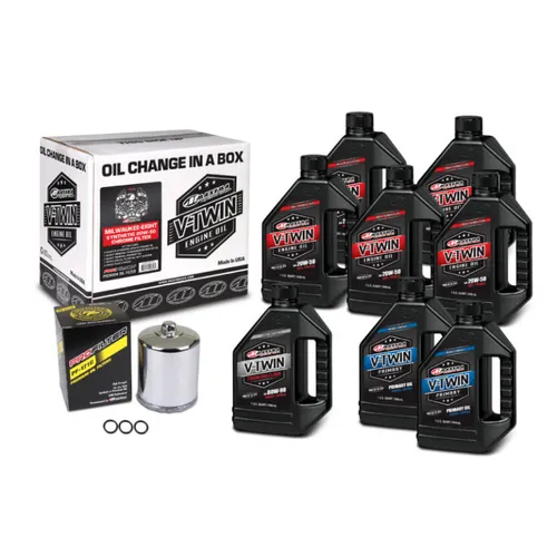 Maxima M8 Engine Synthetic Motor Oil Change Kit w Chrome Filter 20W50