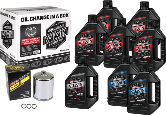 Maxima M8 Engine Synthetic Motor Oil Change Kit w Chrome Filter 20W50