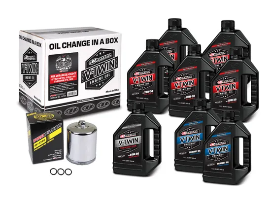 Maxima M8 Engine Synthetic Motor Oil Change Kit w Chrome Filter 20W50