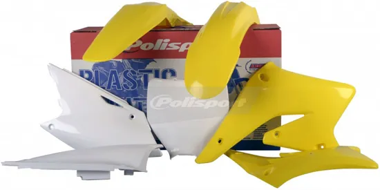 Polisport Plastic Fender Body Kit Set Yellow White KX250F RMZ250